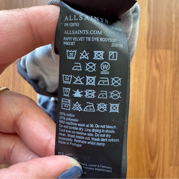 All Saints Raffi Velvet Tie Dye Bodysuit Size 2 - Picture 4 of 9